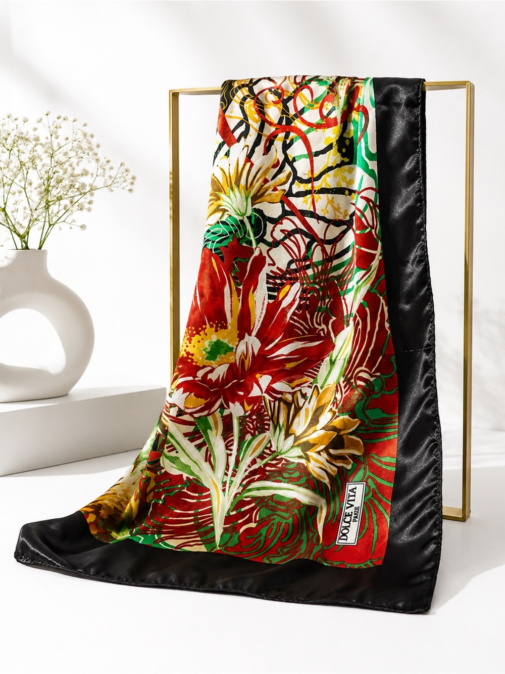 Dolce Vita Paris Floral Square Scarf Tropical Botanical